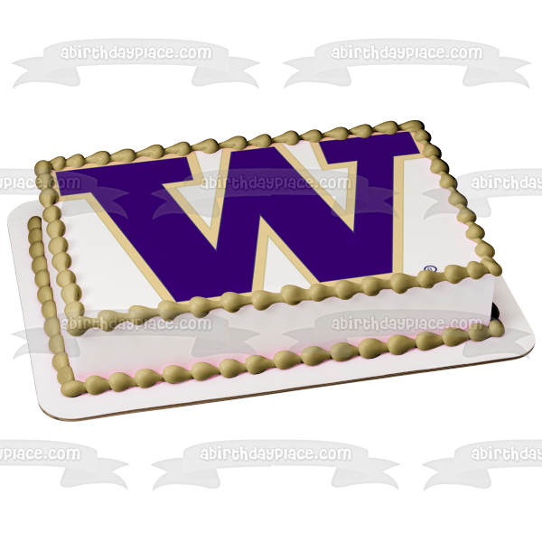 Imagen comestible para decoración de tarta con el logotipo de los Huskies de la Universidad de Washington ABPID27271 