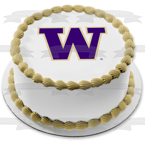 Imagen comestible para decoración de tarta con el logotipo de los Huskies de la Universidad de Washington ABPID27271 