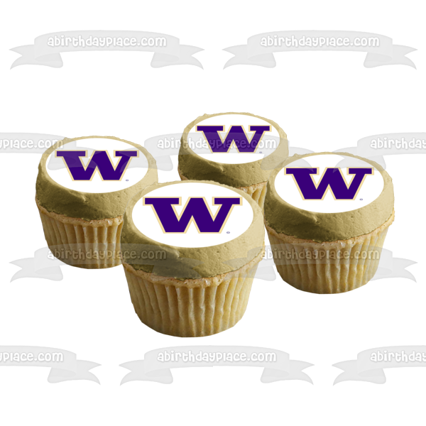 Imagen comestible para decoración de tarta con el logotipo de los Huskies de la Universidad de Washington ABPID27271 