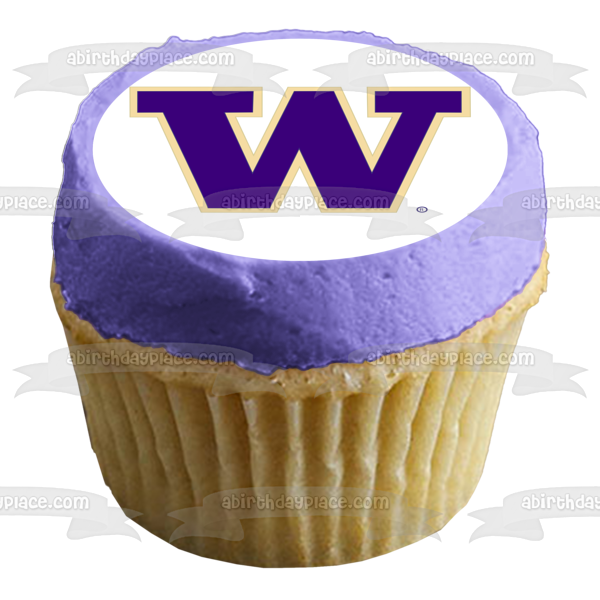 Imagen comestible para decoración de tarta con el logotipo de los Huskies de la Universidad de Washington ABPID27271 