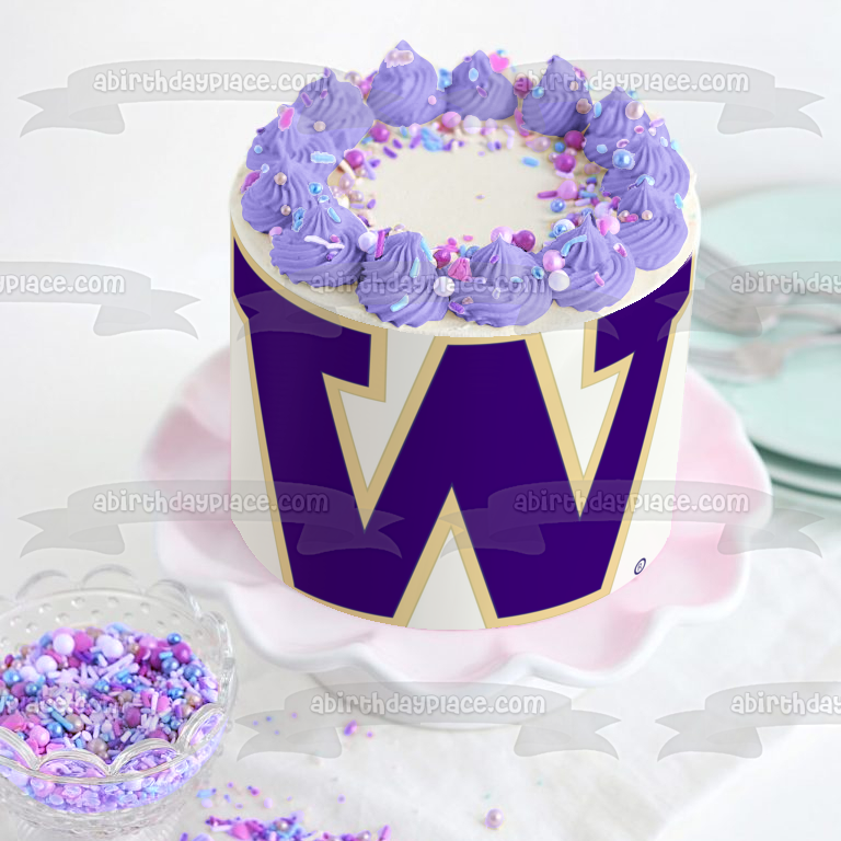 Imagen comestible para decoración de tarta con el logotipo de los Huskies de la Universidad de Washington ABPID27271 