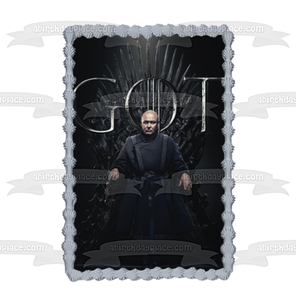 Juego de Tronos Lord Varys Trono de Hierro Fondo Negro Adorno Comestible para Tarta Imagen ABPID27287 