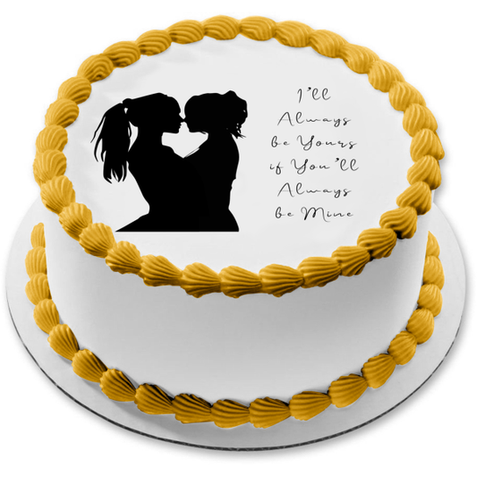 Siluetas de mujeres de un amor Siempre seré tuyo si siempre serás mía Imagen comestible para decoración de tarta ABPID28005 