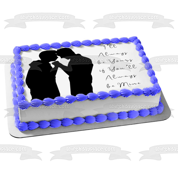 Siluetas de One Love Men Siempre seré tuyo si siempre serás mío Imagen comestible para decoración de tarta ABPID28007 