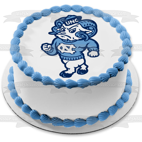 Imagen comestible para tarta con logotipo de Tar Heels de la Universidad de Carolina del Norte, mascota de la NCAA, Remeses, ABPID27806 