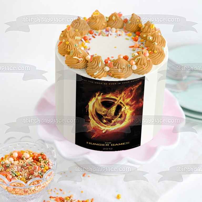 The Hunger Games Movie Poster May the Odds Be Ever In Your Favor Edible Cake Topper Image ABPID28018