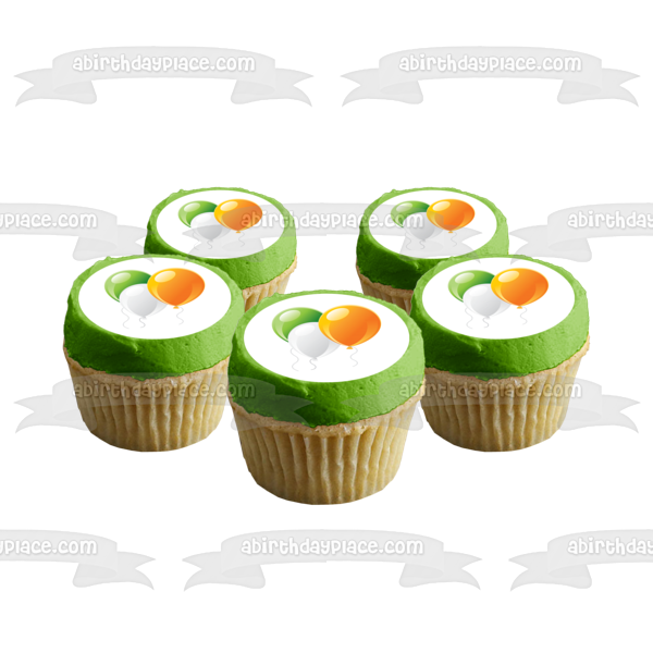 Balloons Green White Yellow Edible Cake Topper Image ABPID27824