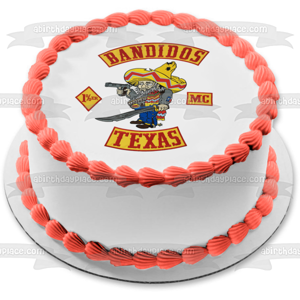 Imagen comestible para decoración de tarta con el logotipo del club de motociclistas de Bandidos Texas ABPID28069 