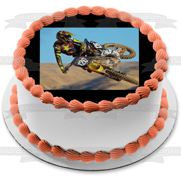 Imagen comestible para tarta de moto de cross Yahama Motocross Rider ABPID49565 