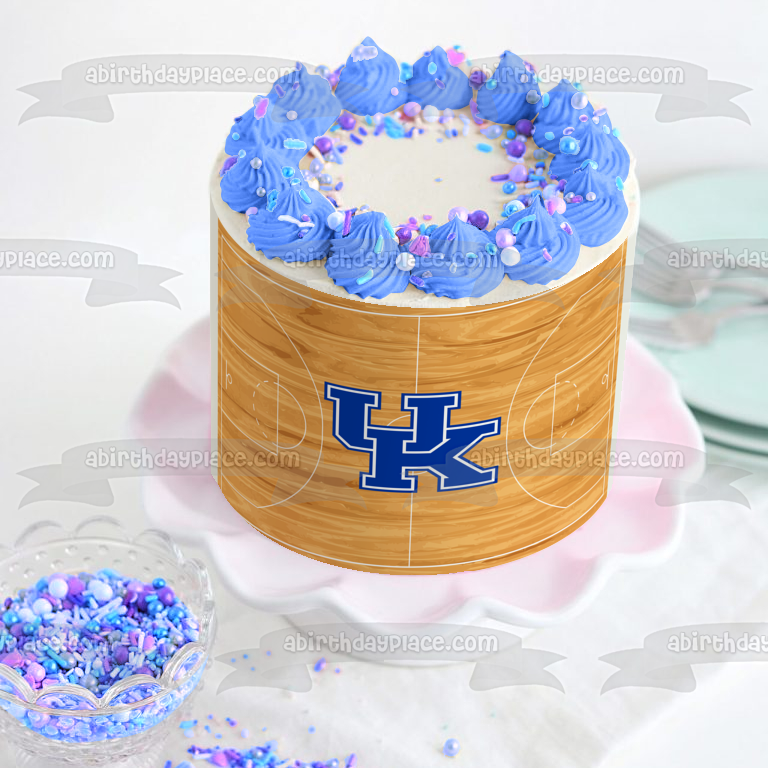 Imagen comestible para tarta con logotipo de la Universidad de Kentucky Wildcats, cancha de baloncesto, ABPID49835 