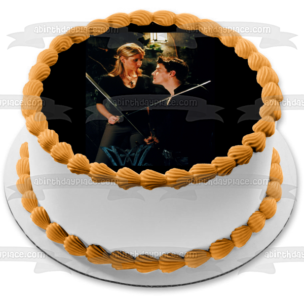 Buffy the Vampire Slayer Buffy and Angel Fight Edible Cake Topper Image ABPID49637