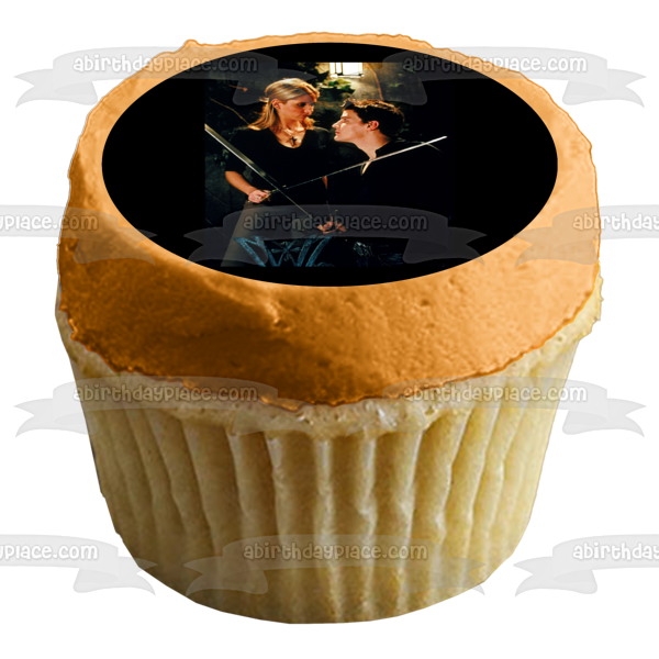 Buffy the Vampire Slayer Buffy and Angel Fight Edible Cake Topper Image ABPID49637