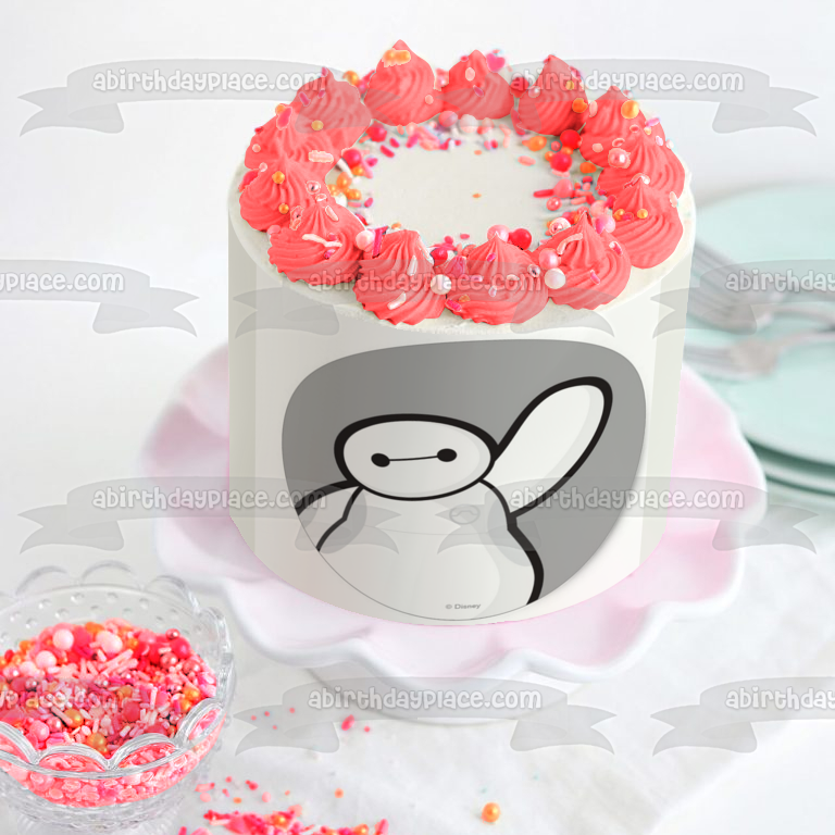 Big Hero 6 Baymax Vector White Baymax Waving Edible Cake Topper Image ABPID49638