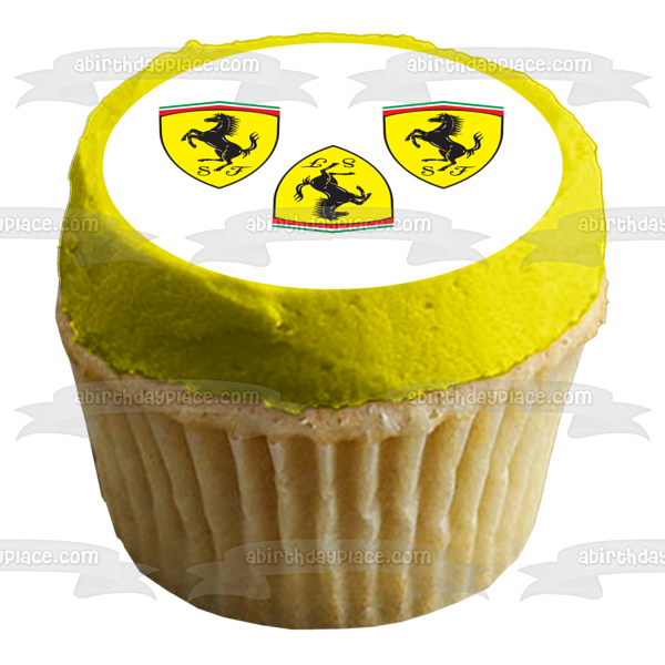 Imagen comestible para decoración de tarta con logotipos de Ferrari ABPID49860 