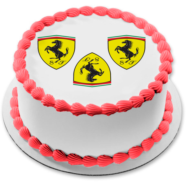 Imagen comestible para decoración de tarta con logotipos de Ferrari ABPID49860 