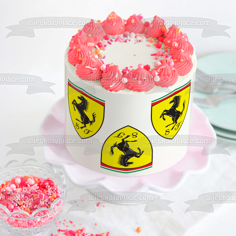 Imagen comestible para decoración de tarta con logotipos de Ferrari ABPID49860 