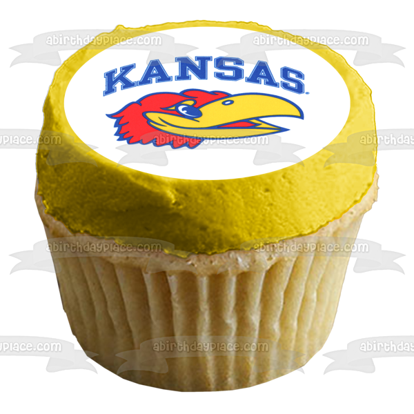 Imagen comestible para decoración de tarta con el logotipo de los Jayhawks de la Universidad de Kansas ABPID49706 