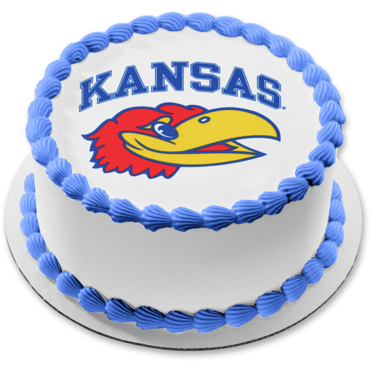 Imagen comestible para decoración de tarta con el logotipo de los Jayhawks de la Universidad de Kansas ABPID49706 