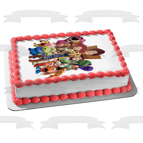 Toy Story Woody Buzz Lightyear Mr. Potato Head Mrs. Potato Head Bo Peep Rex Hamm Edible Cake Topper Image ABPID49915