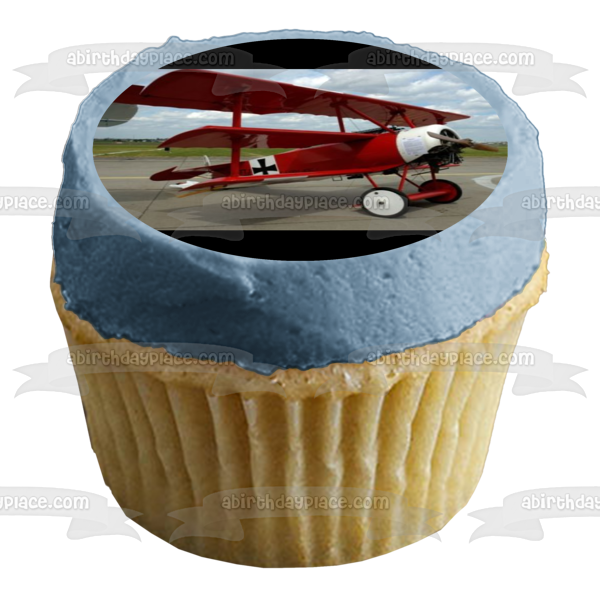 Decoración comestible para tarta con avión del Barón Rojo de la Primera Guerra Mundial, imagen ABPID49924 