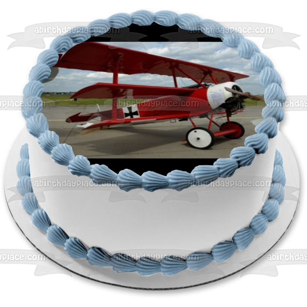 Decoración comestible para tarta con avión del Barón Rojo de la Primera Guerra Mundial, imagen ABPID49924 