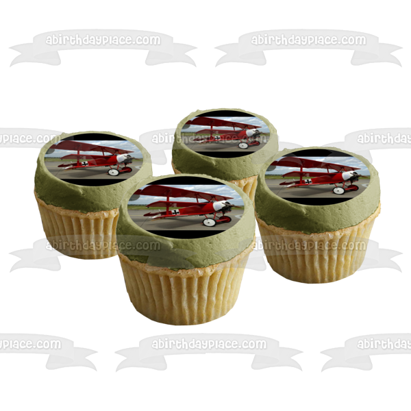 Decoración comestible para tarta con avión del Barón Rojo de la Primera Guerra Mundial, imagen ABPID49924 