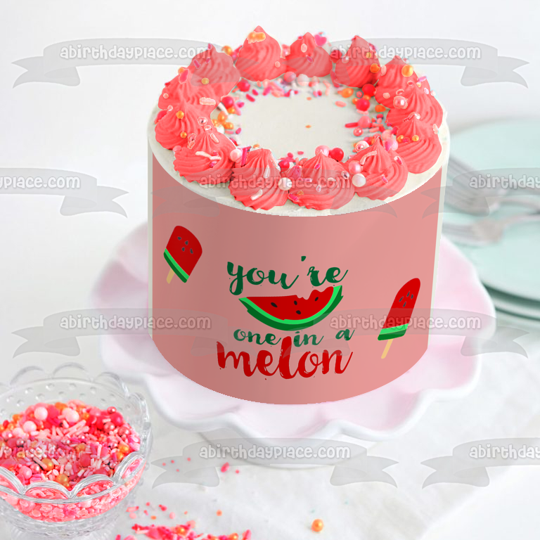 You're One N a Melon Birthday Baby Shower Edible Cake Topper Image ABPID50253