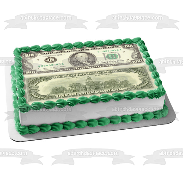 30Pcs Edible New 100 Dollar Bill Image Cake Decorations, Regular Size  Precut Fake Money Cake Toppers