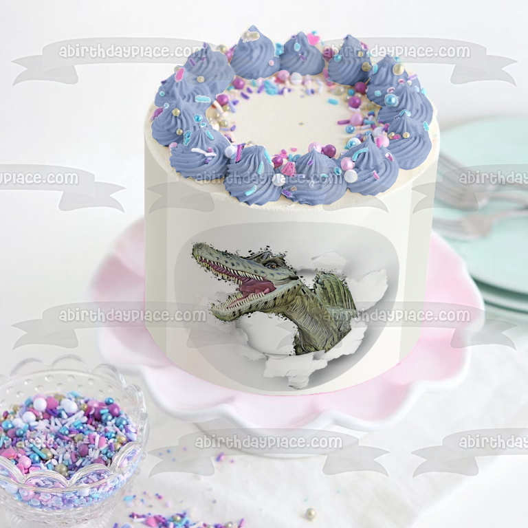 Round Dinosaur Burst Edible Cake Topper Image Edible Cake Topper Image ABPID50272