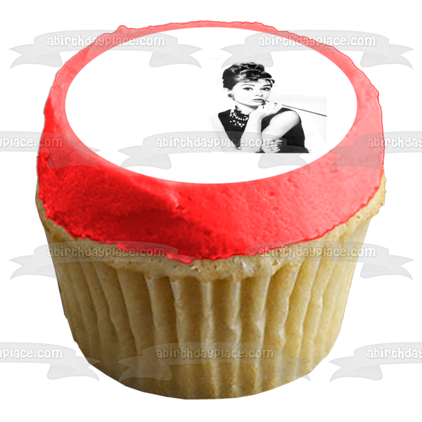 Audrey Hepburn Desayuno en Tiffany's Decoración comestible para tarta en blanco y negro Imagen ABPID50512 