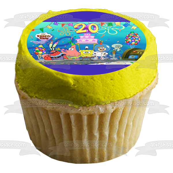 SpongeBob 20th Birthday Cast of Characters Edible Cake Topper Image ABPID50573