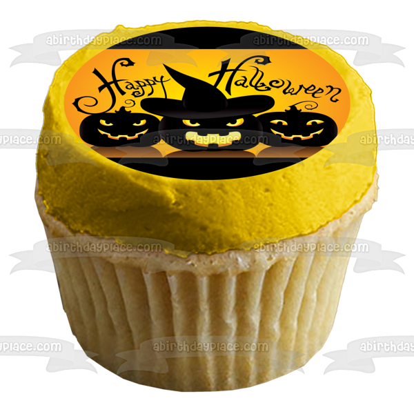 Imagen de decoración comestible para tarta de calabazas de Feliz Halloween ABPID50349 