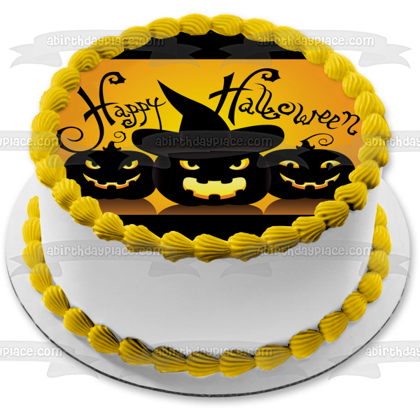 Imagen de decoración comestible para tarta de calabazas de Feliz Halloween ABPID50349 