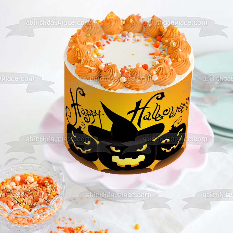 Imagen de decoración comestible para tarta de calabazas de Feliz Halloween ABPID50349 