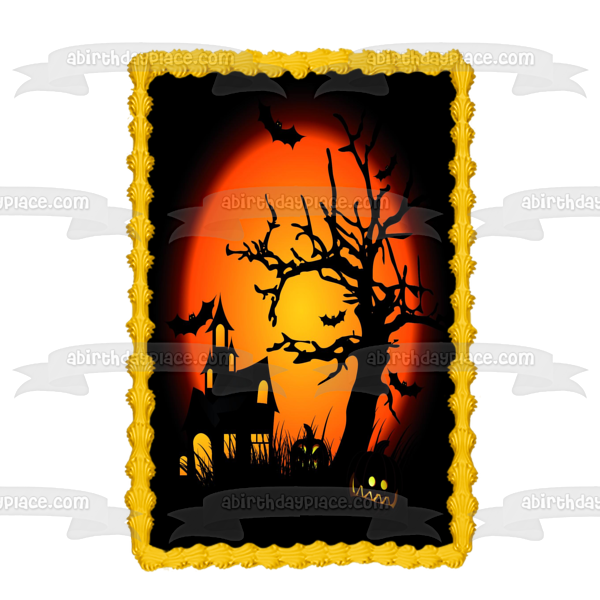 Halloween Scary Jack O Latern Edible Cake Topper Image ABPID50355