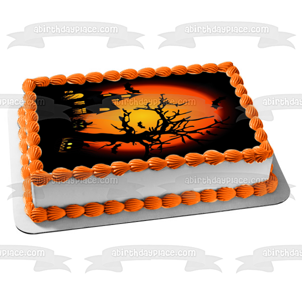 Halloween Scary Jack O Latern Edible Cake Topper Image ABPID50355