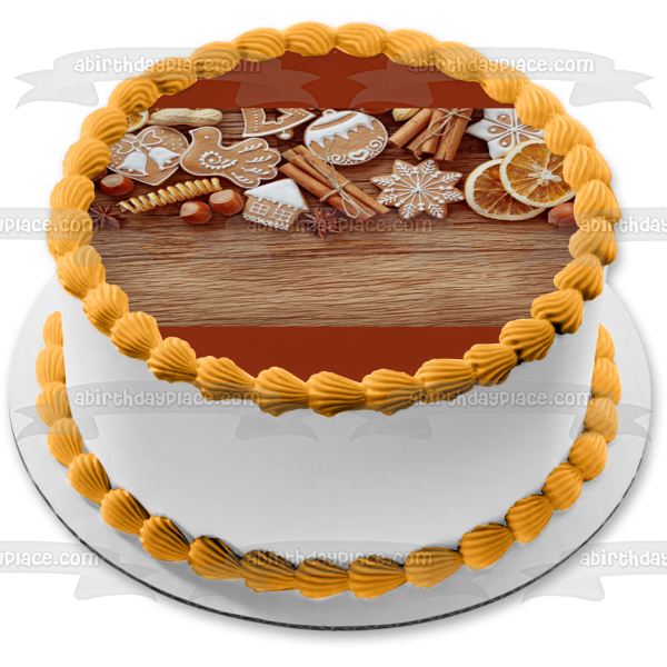 Galletas navideñas, avellanas, canela, rodajas de naranja, anís estrellado, decoración comestible para tarta, imagen ABPID50616 