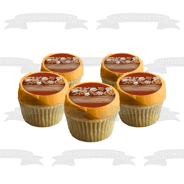 Galletas navideñas, avellanas, canela, rodajas de naranja, anís estrellado, decoración comestible para tarta, imagen ABPID50616 