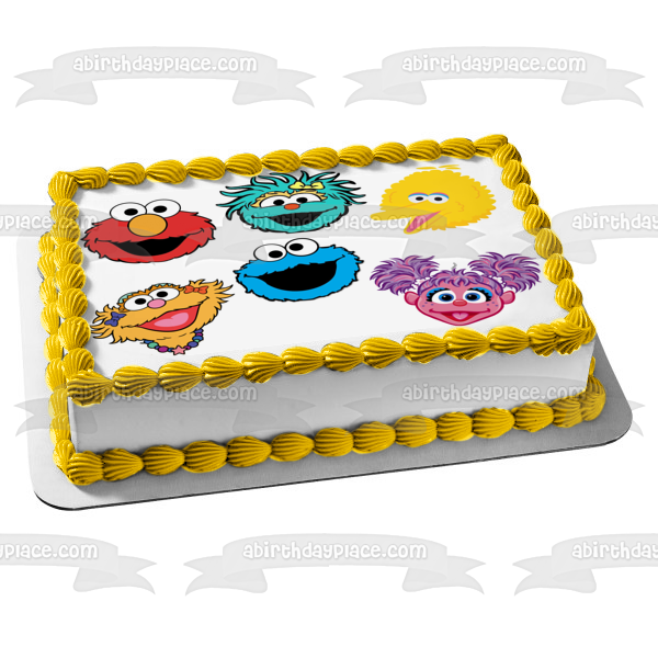 Barrio Sésamo se enfrenta a Big Bird Zoe Abby Rosalia Elmo adorno comestible para tarta imagen ABPID50366 