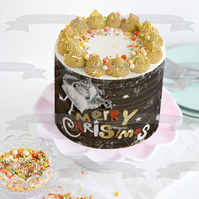 Adorno de ángel de Feliz Navidad con estrellas, adorno comestible para tarta, imagen ABPID50623 