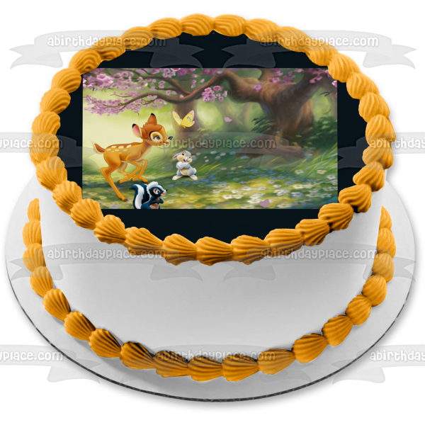 Bambi Thumper Flor Hermoso Árbol Ciervo Decoración comestible para tarta Imagen ABPID50399 