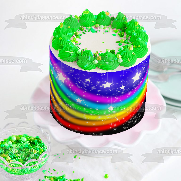 Fondo de Mario Party Star Rainbow ganador Personaliza con tu nombre Imagen comestible para decoración de tarta ABPID50644 