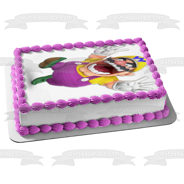 Ronda ganadora de Wario Mario Party Personaliza con tu nombre Imagen comestible para decoración de tarta ABPID50646 