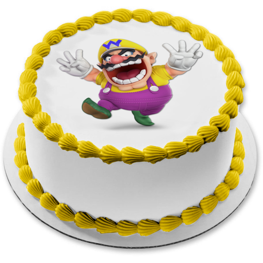 Wario Mario Party Winning Round Personalize with Your Name Edible Cake Topper Image ABPID50646