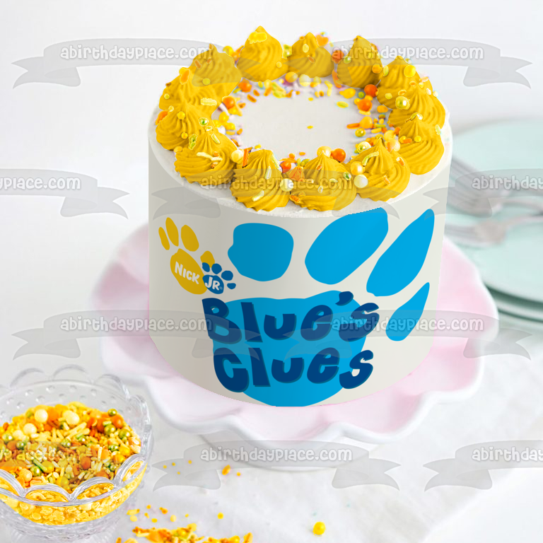 Nick Jr Blue's Clues Paw Print Logo Blues Clues and You! Edible Cake Topper Image ABPID50652