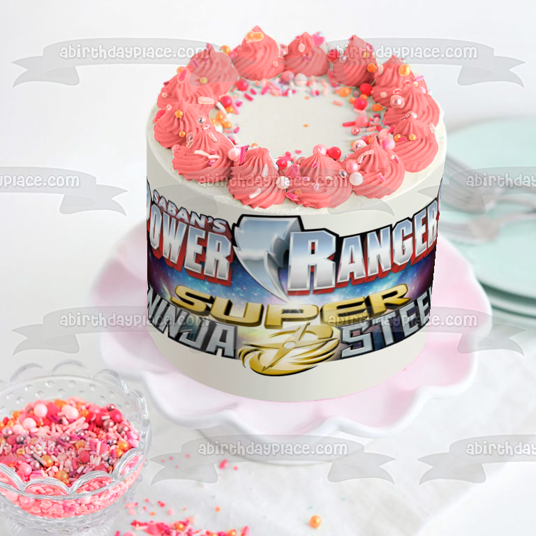 Imagen comestible para decoración de tarta con logotipo de Saban's Power Rangers Super Ninja Steel ABPID50655 