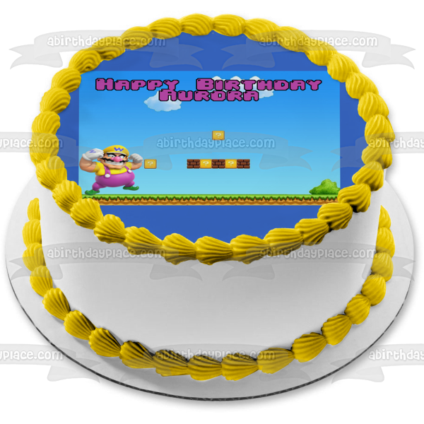 Wario Super Mario Smash Brothers Imagen comestible personalizada para decoración de tarta ABPID50657 