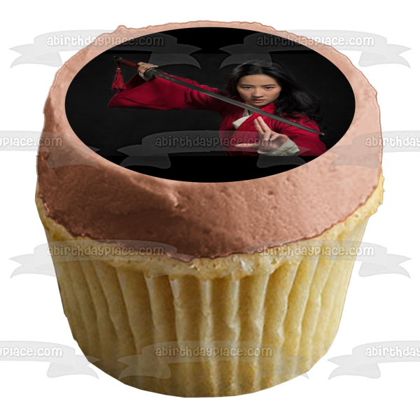 Imagen de decoración comestible para tarta con espada de la película Mulan de acción en vivo de Disney ABPID50423 