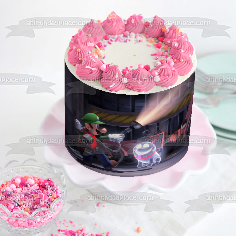 Imagen comestible para decoración de tarta de Luigi's Mansion Luigi y Polterpup ABPID50661 