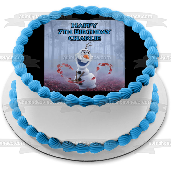 Frozen II Olaf Happy Birthday Personalized Edible Cake Topper Image ABPID50668